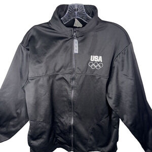 USA Olympics Jacket Mens Med Black Team USA Full Zip Olympic Committee Warm Up